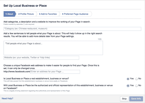 Come creare una pagina Facebook aziendale: pagina impresa locale