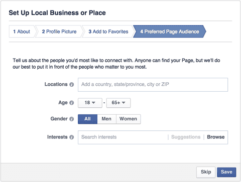 Come creare una pagina Facebook: pagina imprese locali