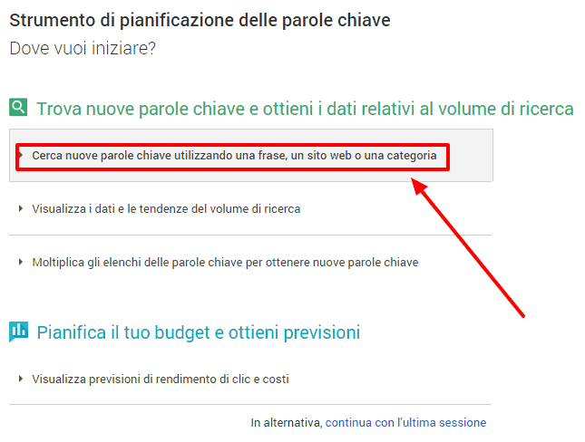 Google AdWords cerca idee