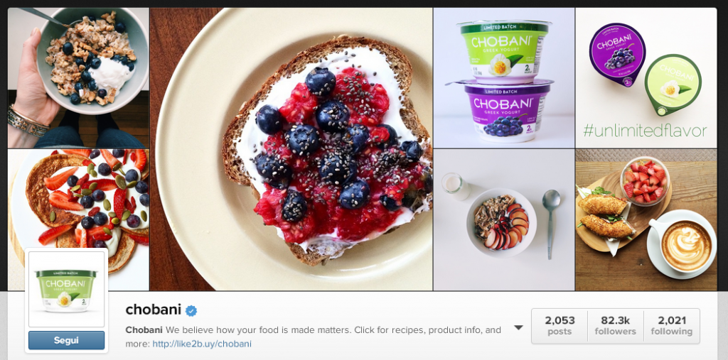 Chobani su Instagram | http://instagram.com/chobani