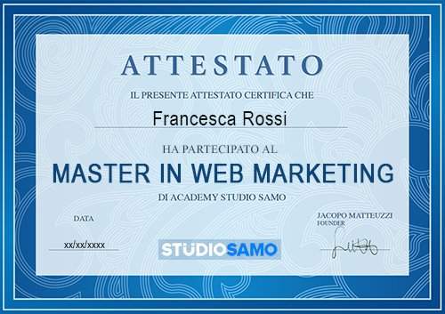 attestato corso web marketing