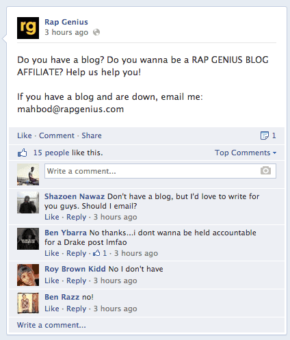 facebook rap genius