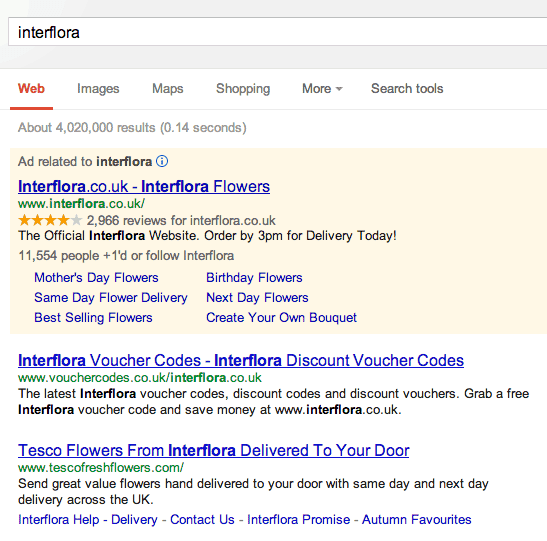 interflora google ban