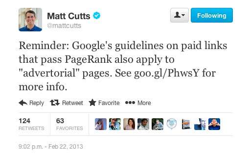 matt cutts advertorial update