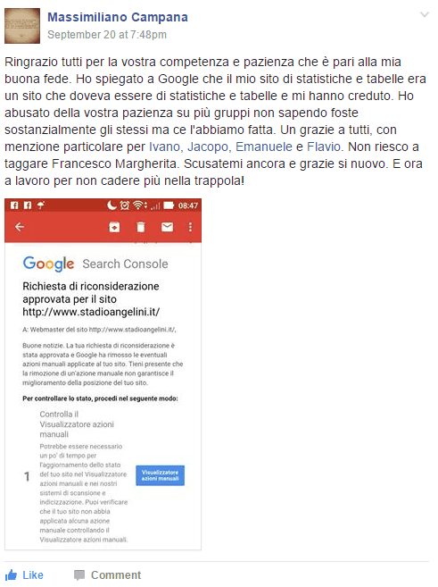 riconsiderazione approvata