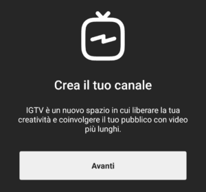 Creare canale su IGTV