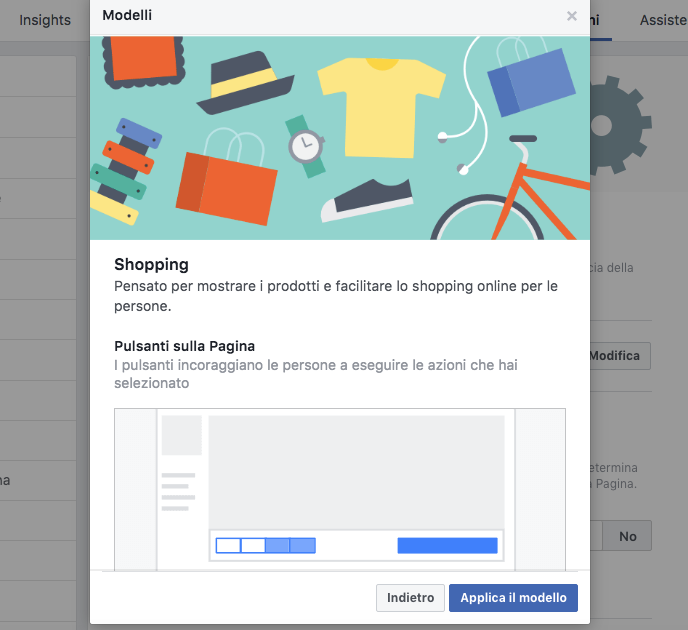 modelli pagine facebook per vendere