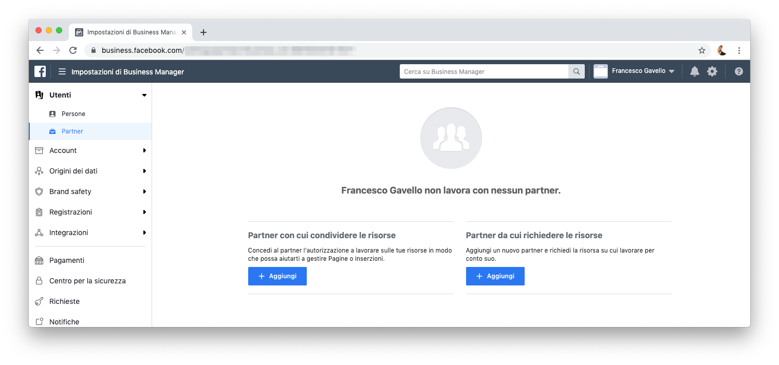 Gestire i partner in Facebook Business Manager