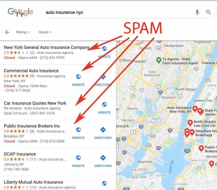 Combattere lo spam GMB in Maps