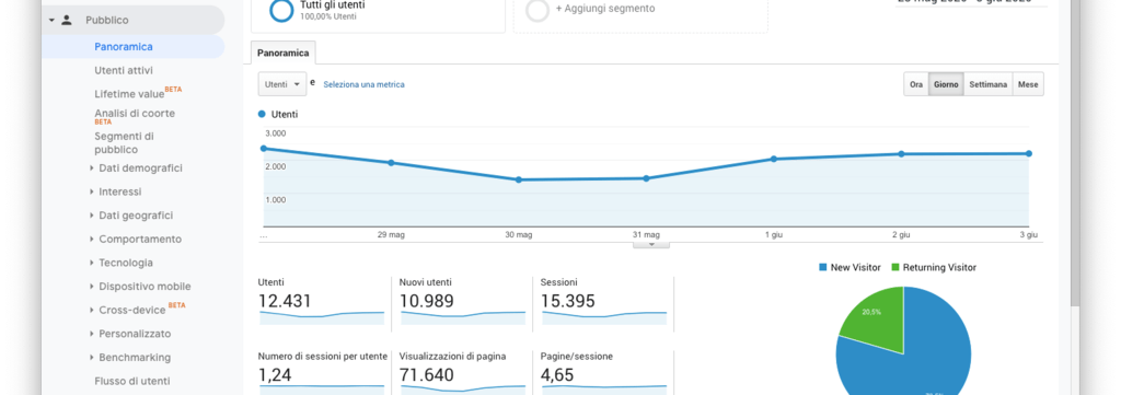 Rapporti sul pubblico in Google Analytics.