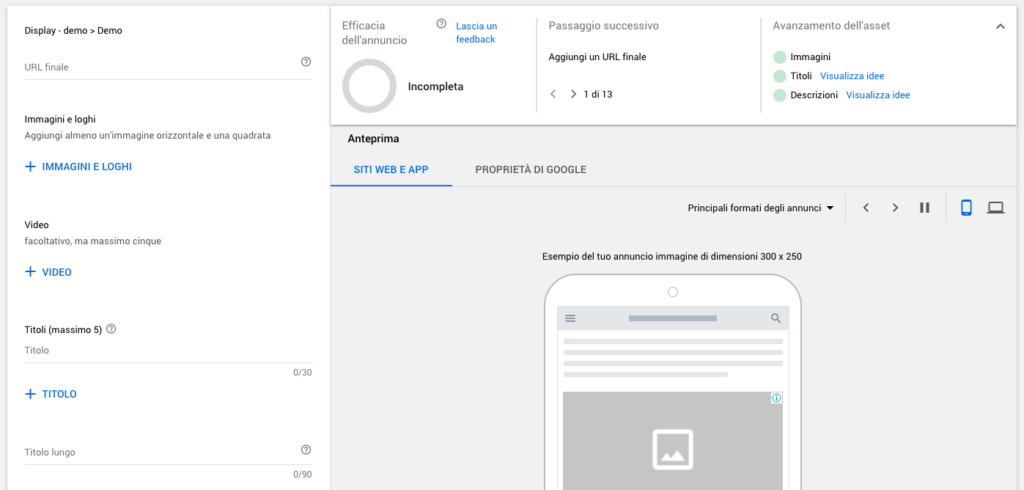 Creare un annuncio adattabile per una campagna display in Google Ads