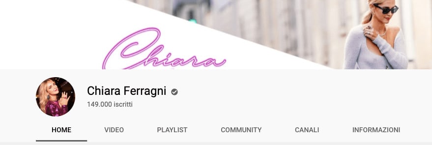 chiara ferragni su YouTube