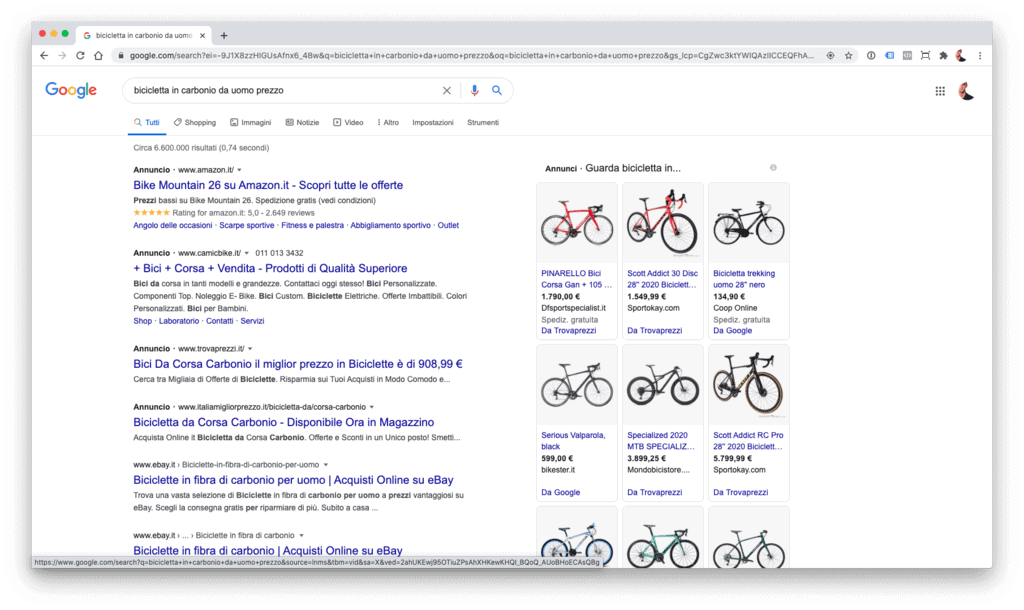 Annunci Google Shopping tra i risultati di ricerca organici