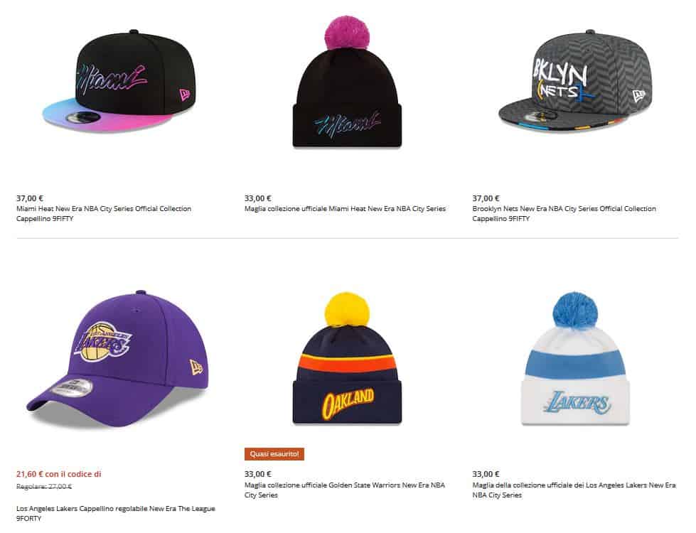 Esempi di merchandising NBA (cappellini)