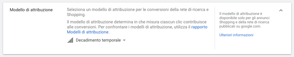 Modello di attribuzione decadimento temporale