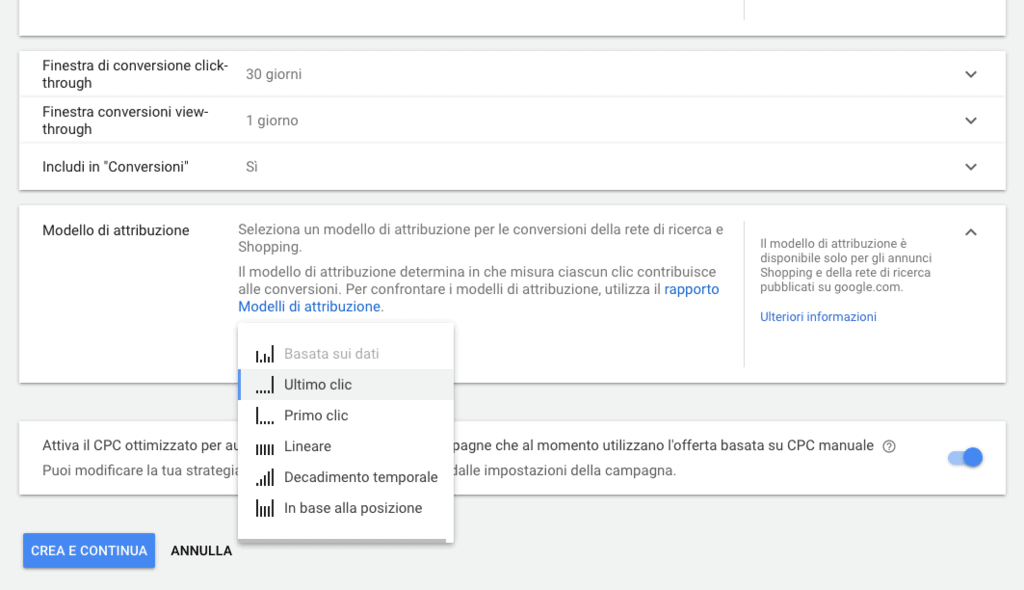 Scelta del modello di attribuzione per una conversione in Google Ads