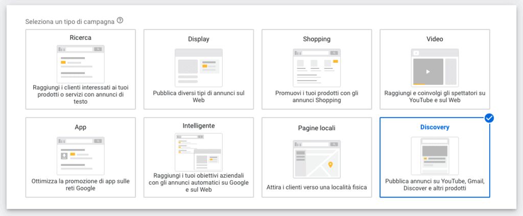 Campagna discovery in Google Ads