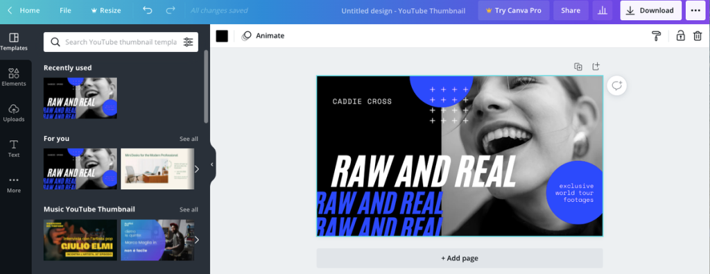 Crea la tua copertina YouTube con Canva.